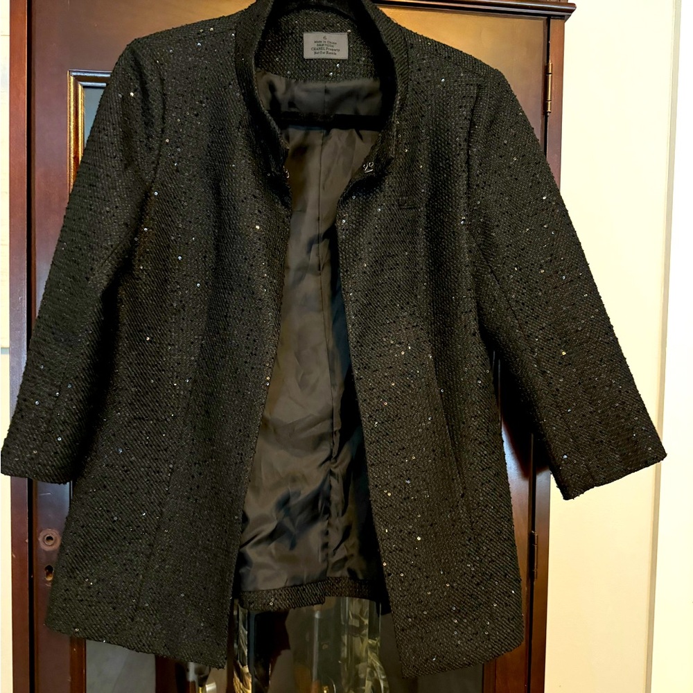chanel property not for resale size 6 black blazer sparkle